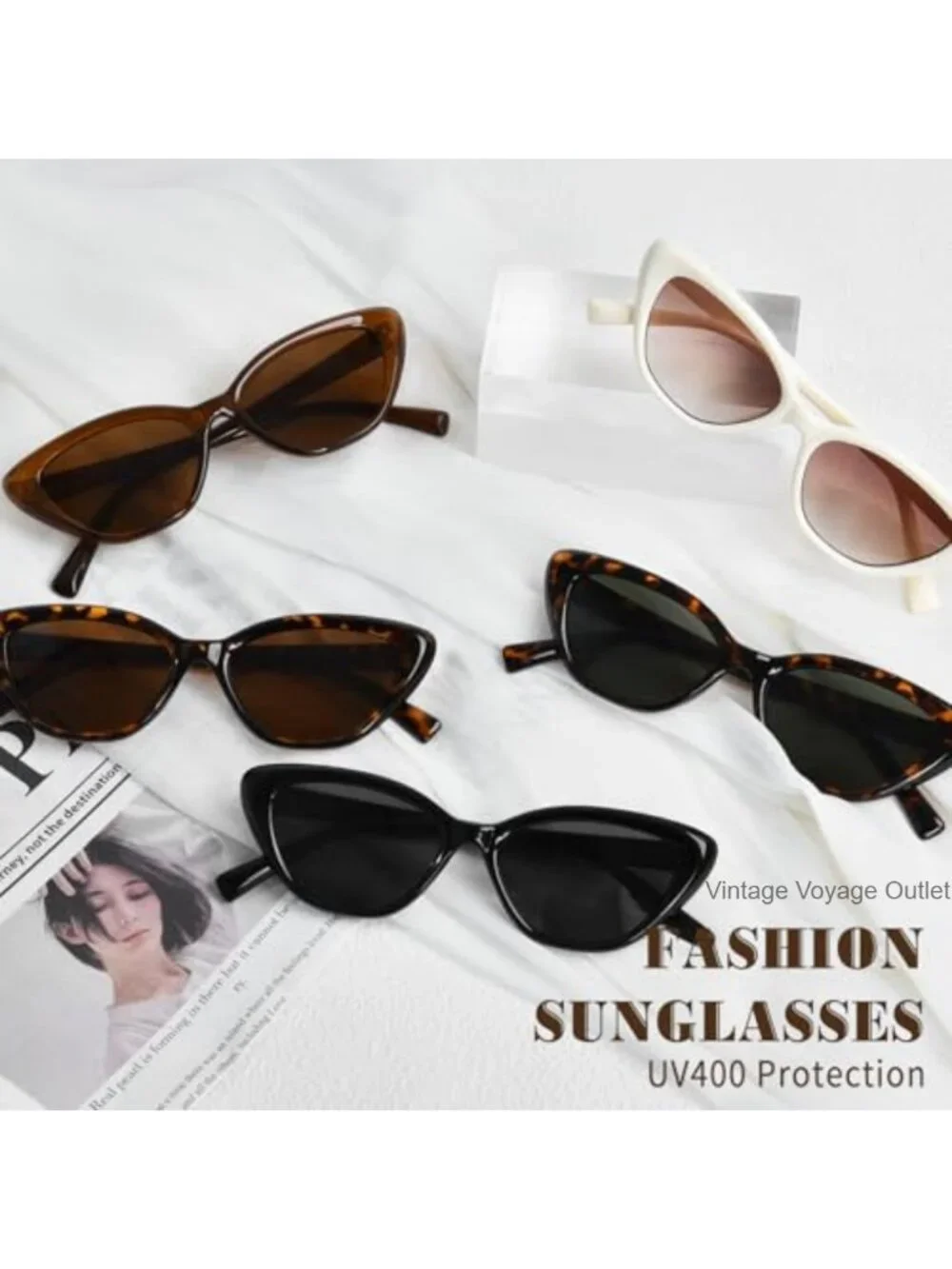 Cat Eye Sunglasses Women Retro Frame Trendy Shades UV Protection